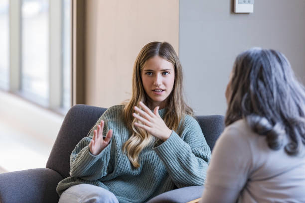 Female student doing nonverbal communication