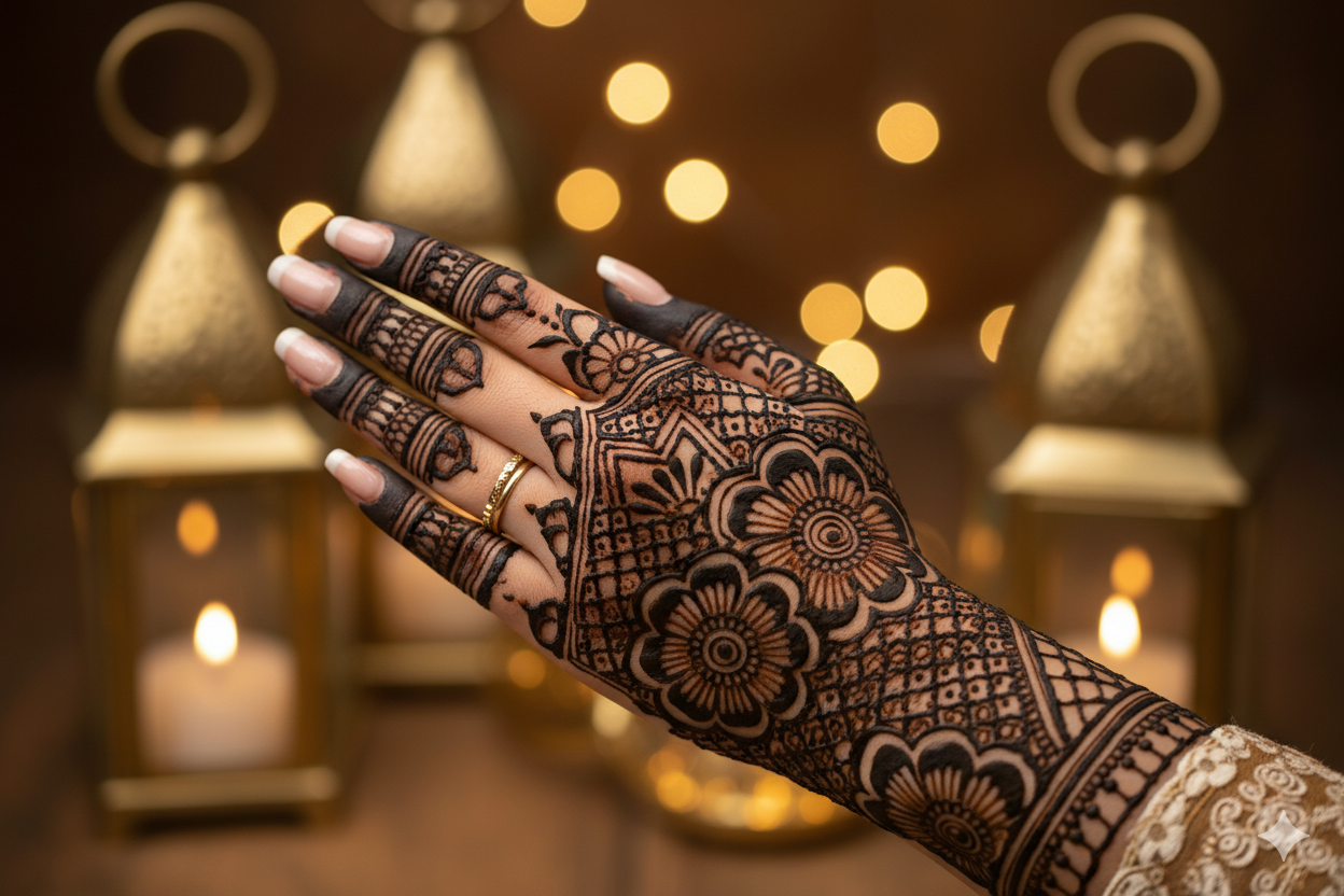 Chikankari Shadow Effect Mehndi Design