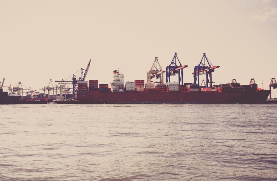 large container cargo ship on the ocean